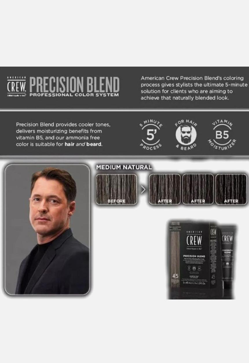 American Crew - Precision Blend Medium Natural 4-5 - 3x40ml