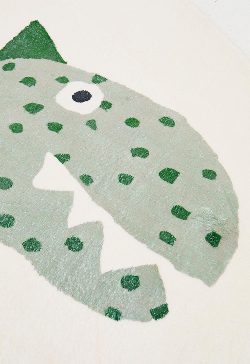 Pop Candy - Round dino graphic rug - off white