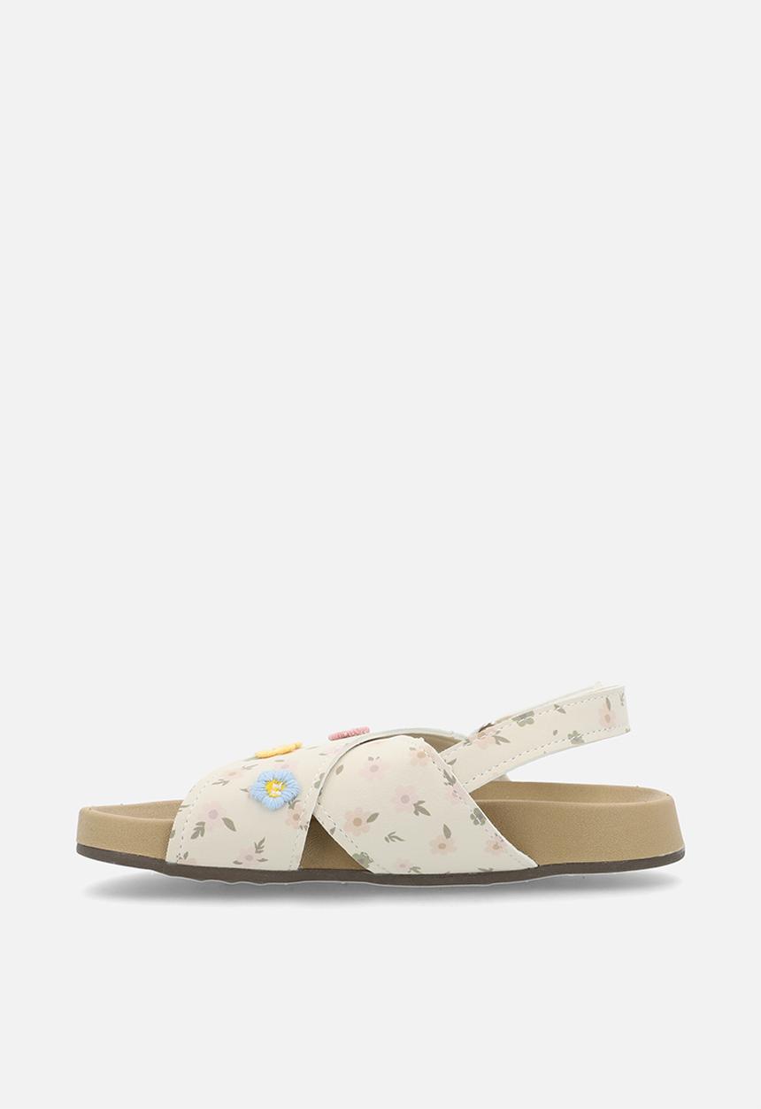 Pop Candy - Floral aop crosssover slides - white