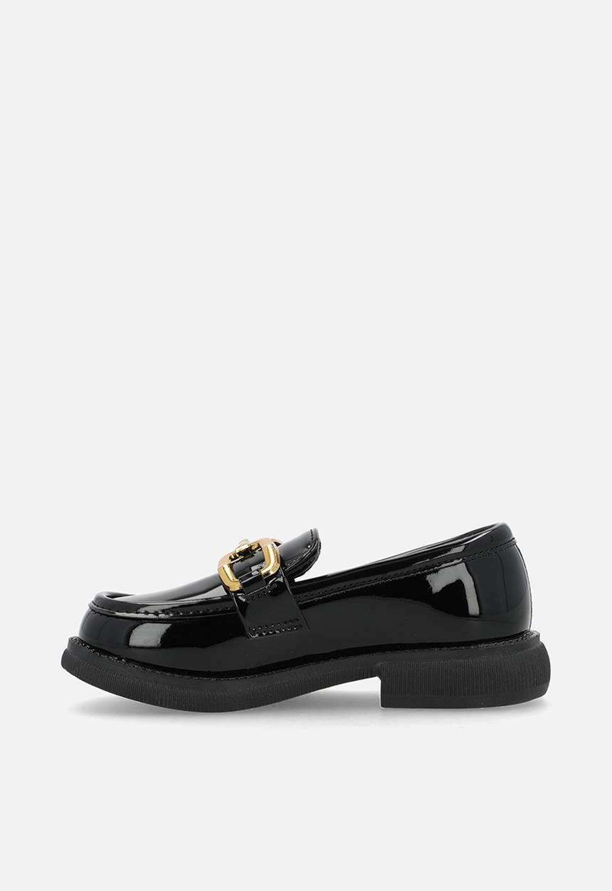 Pop Candy - Gold chain link loafers - black