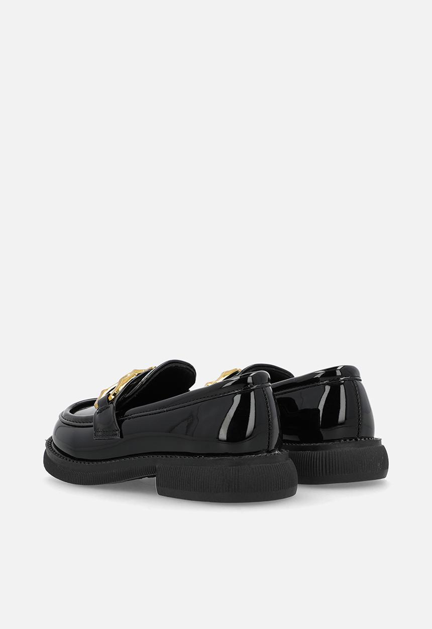 Pop Candy - Gold chain link loafers - black