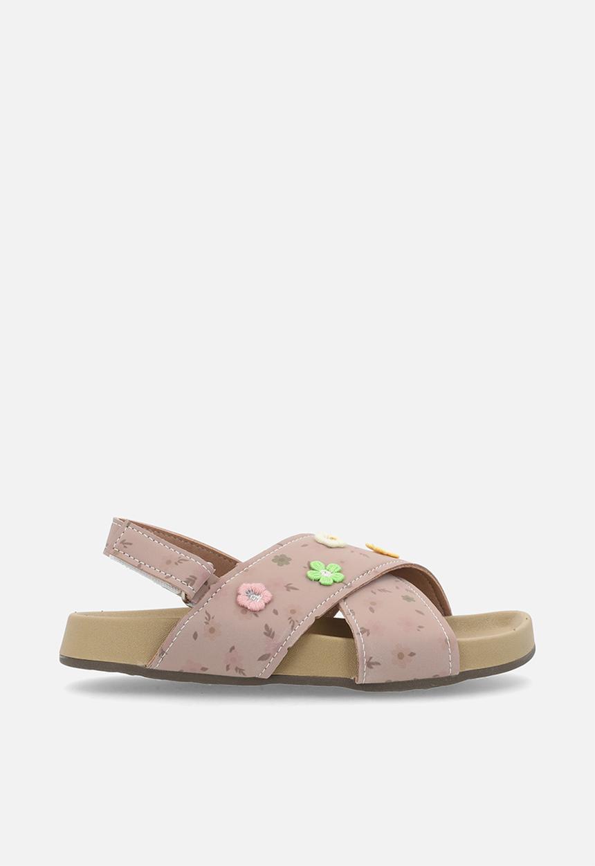 Pop Candy - Floral aop criss-cross sandals - dusty pink