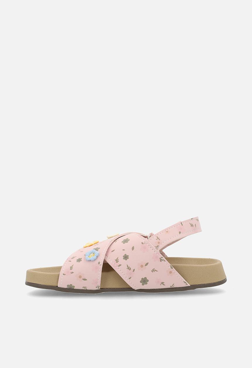 Pop Candy - Floral aop criss-cross sandals - pink