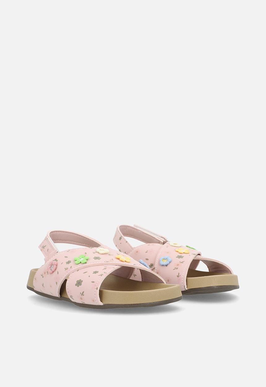 Pop Candy - Floral aop criss-cross sandals - pink