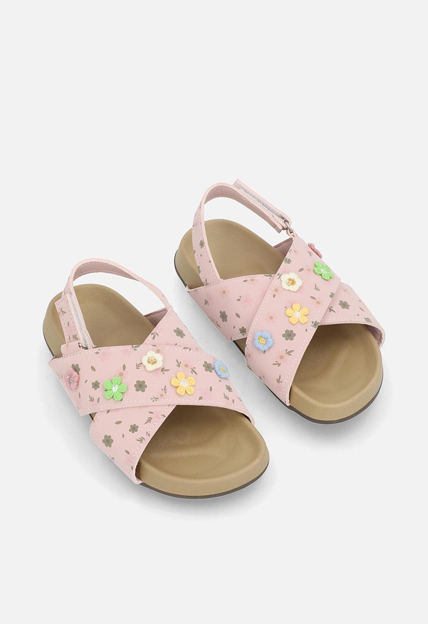 Pop Candy - Floral aop criss-cross sandals - pink