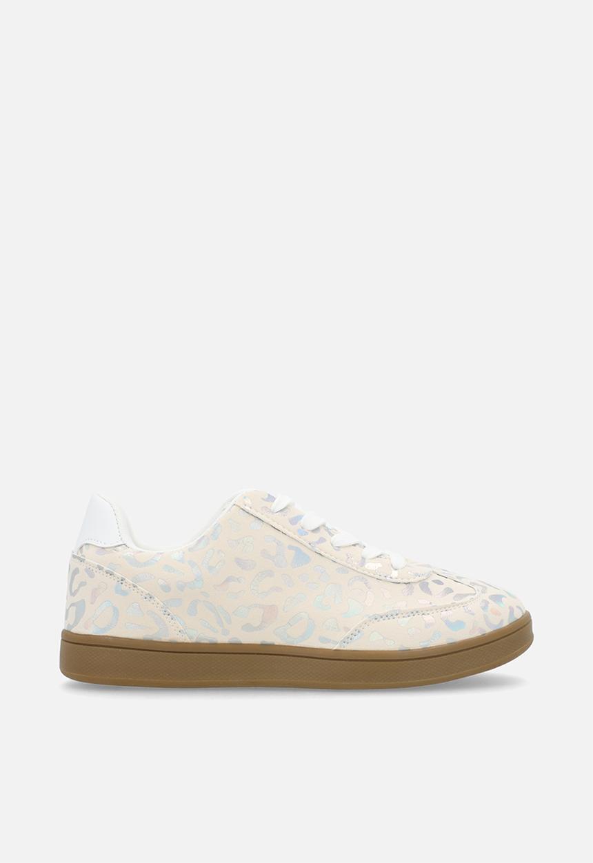 Pop Candy - Metallic leopard print sneakers - cream