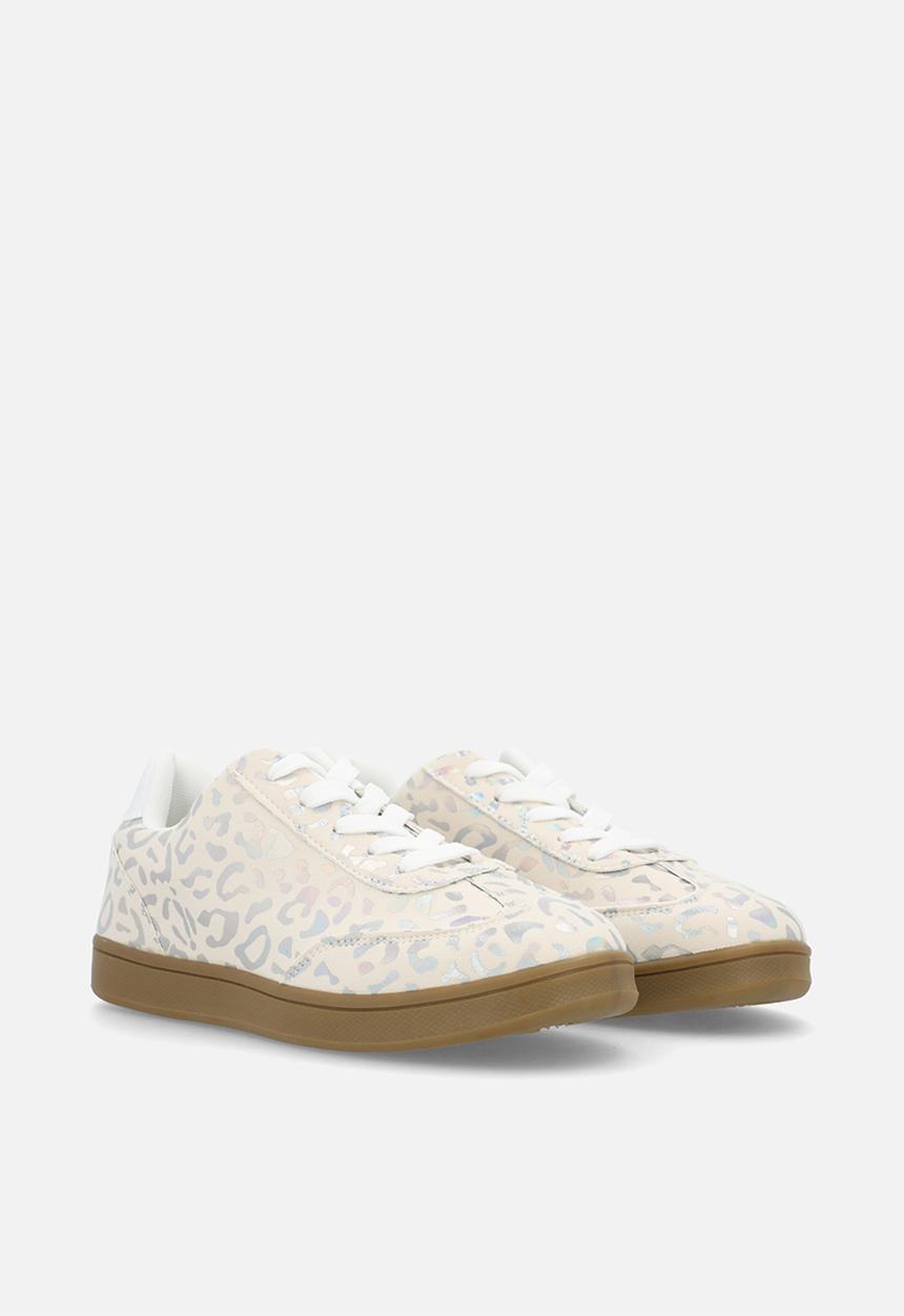 Pop Candy - Metallic leopard print sneakers - cream
