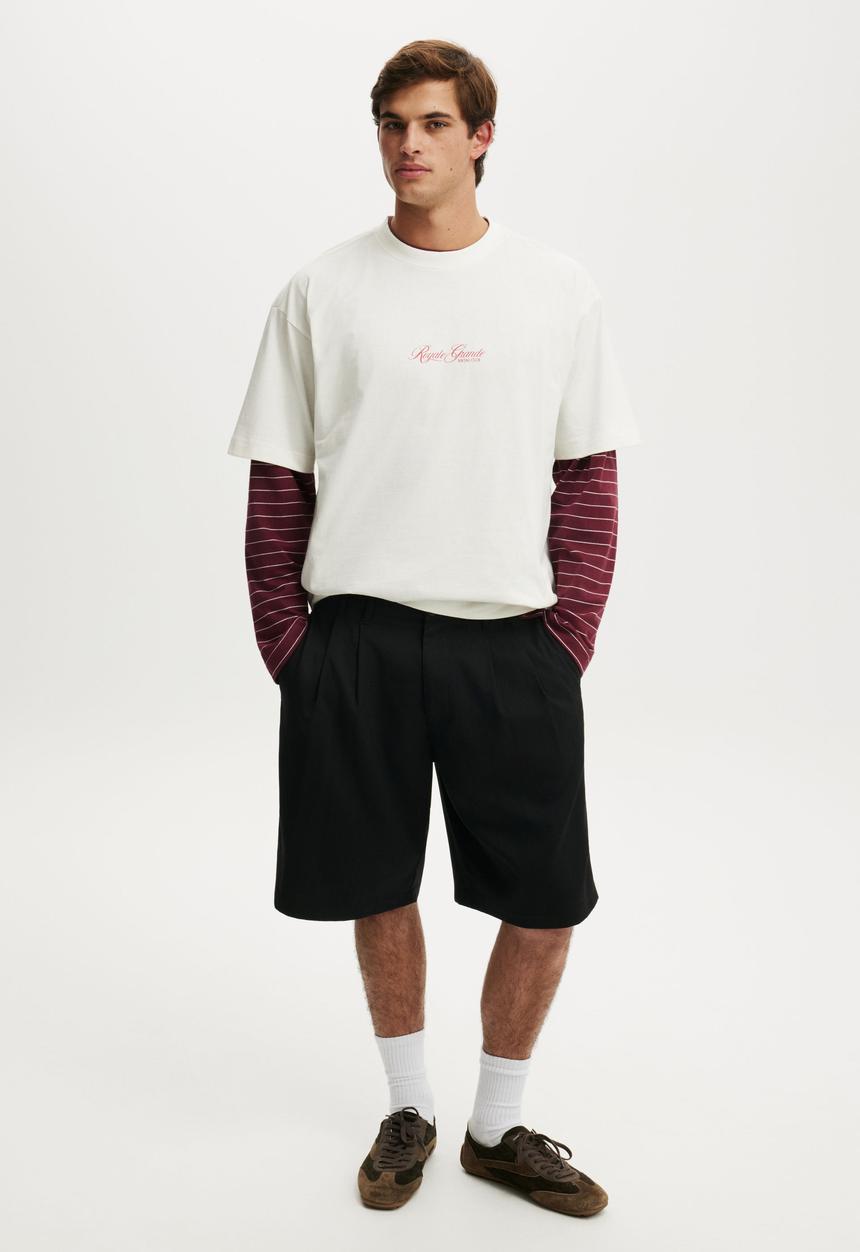 Cotton On - Box Fit Text T-shirt - Vintage White/Royal Grand