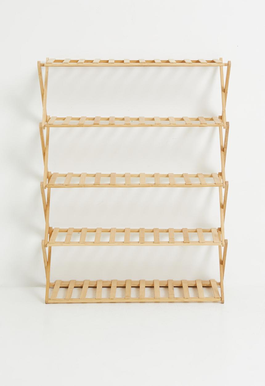 Storage Solutions - 5 Tier Bamboo Collapsible Storage Rack