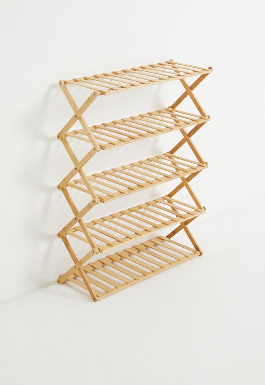 Storage Solutions - 5 Tier Bamboo Collapsible Storage Rack
