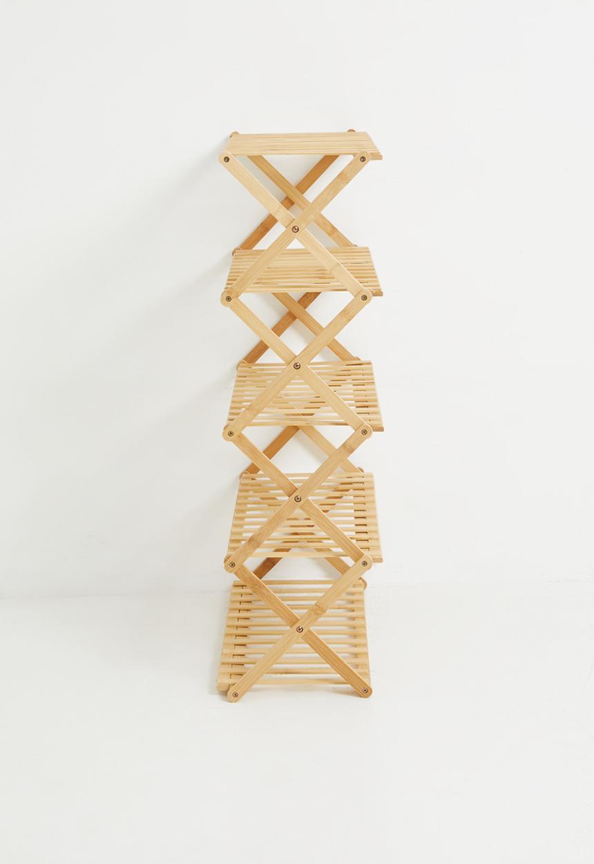 Storage Solutions - 5 Tier Bamboo Collapsible Storage Rack