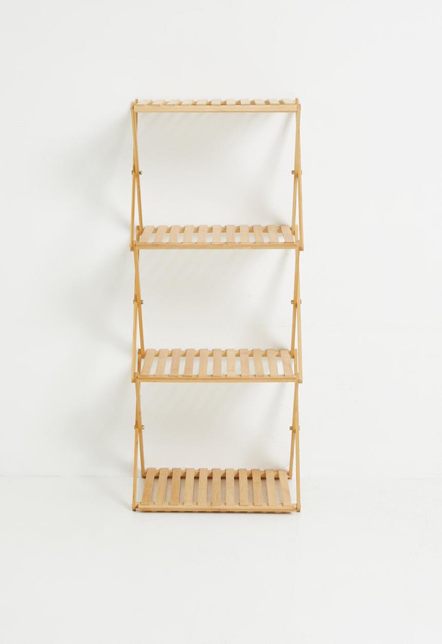 Excellent Houseware - 4 Tier Bamboo Collapsible Storage Rack