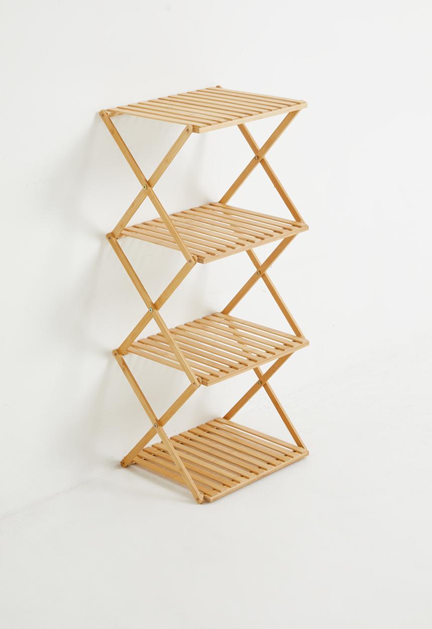 Excellent Houseware - 4 Tier Bamboo Collapsible Storage Rack