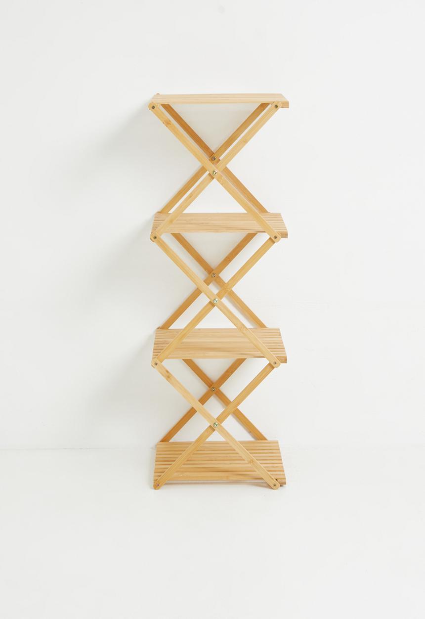 Excellent Houseware - 4 Tier Bamboo Collapsible Storage Rack