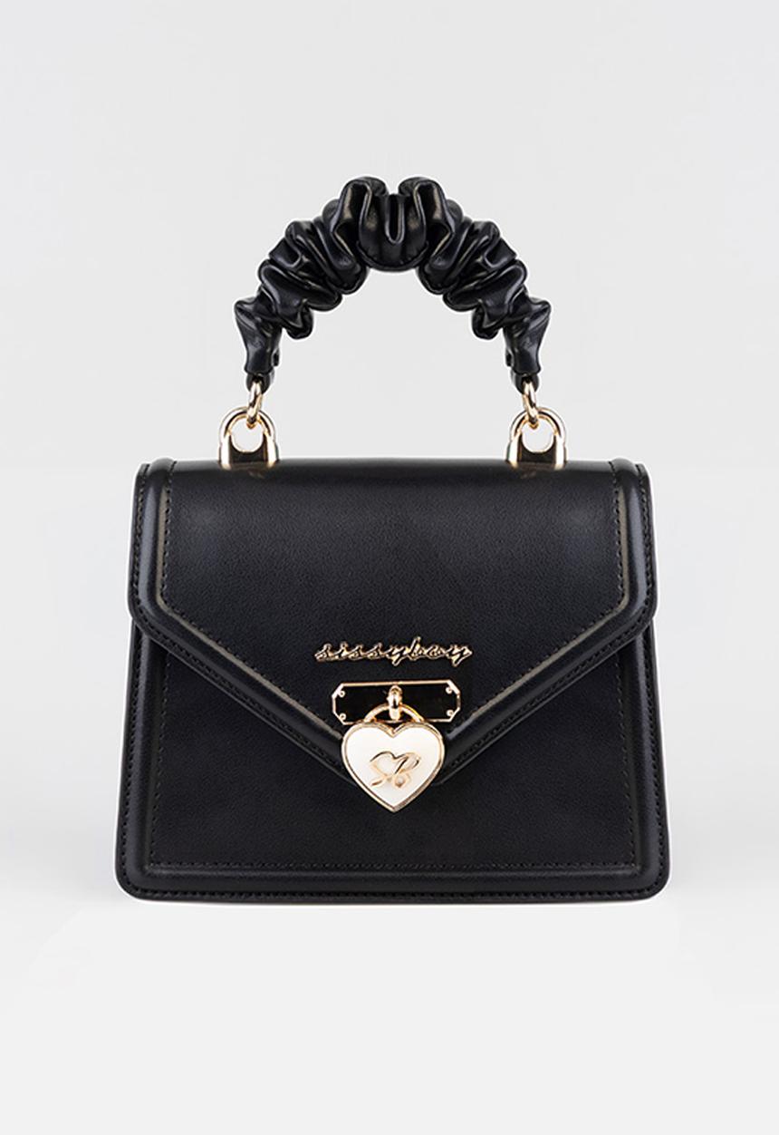 SISSY BOY - Scrunched Handle Bag With SB Front Locker Detail - Black