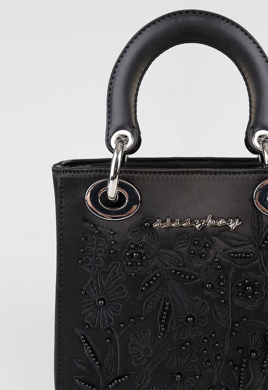 SISSY BOY - Embroidared Mini Bag With Beaded Detail - Black