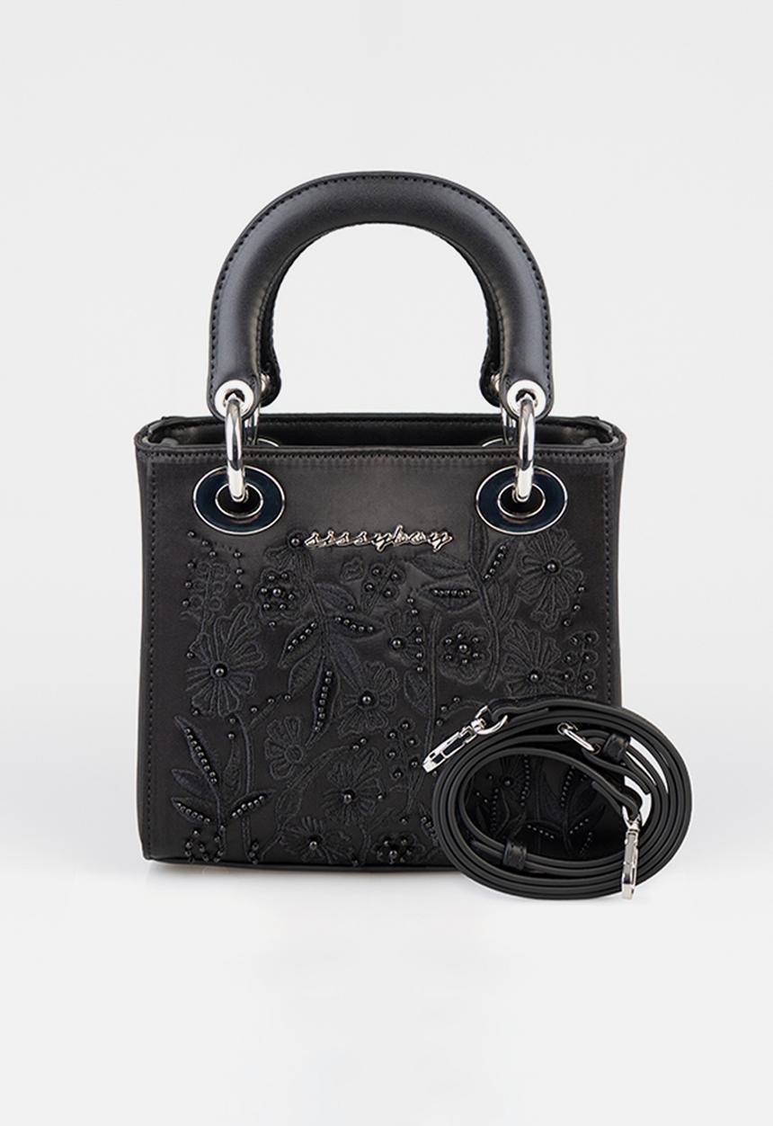 SISSY BOY - Embroidared Mini Bag With Beaded Detail - Black