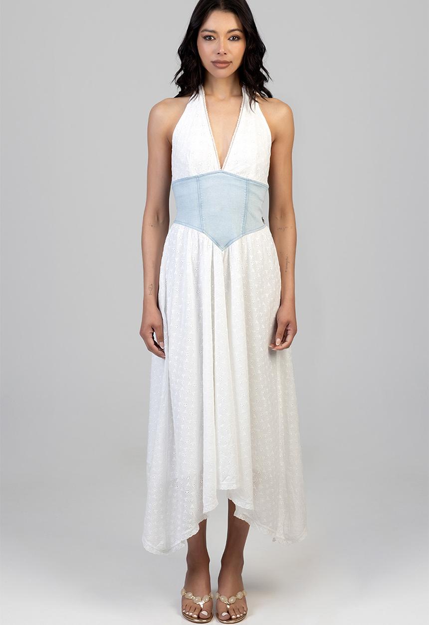 SISSY BOY - Roxanne Midi Denim Dress - Light Vintage