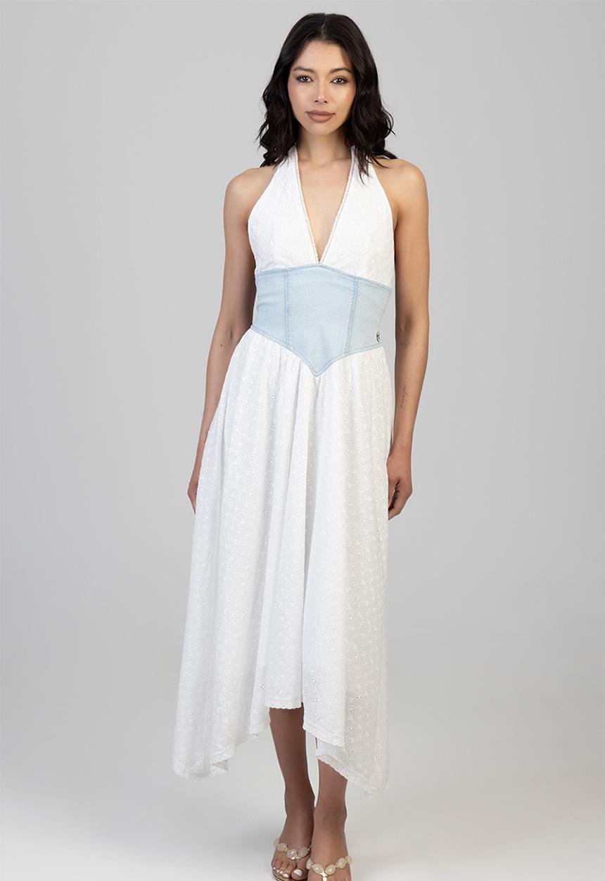 SISSY BOY - Roxanne Midi Denim Dress - Light Vintage