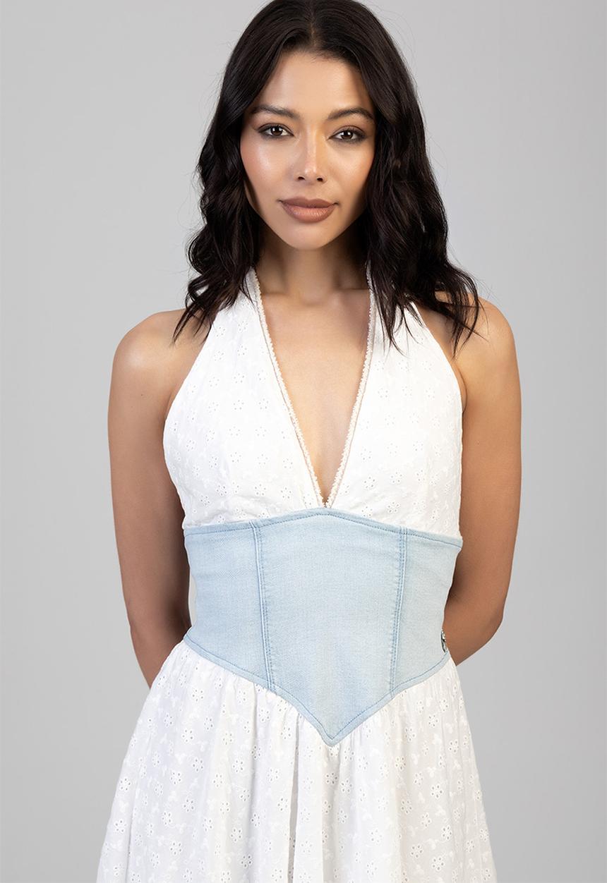 SISSY BOY - Roxanne Midi Denim Dress - Light Vintage