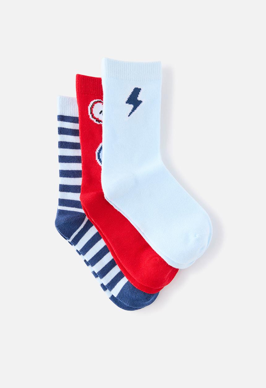 Cotton On - Kids 3Pk Crew Socks - Blue Whisper/Sweet Treats