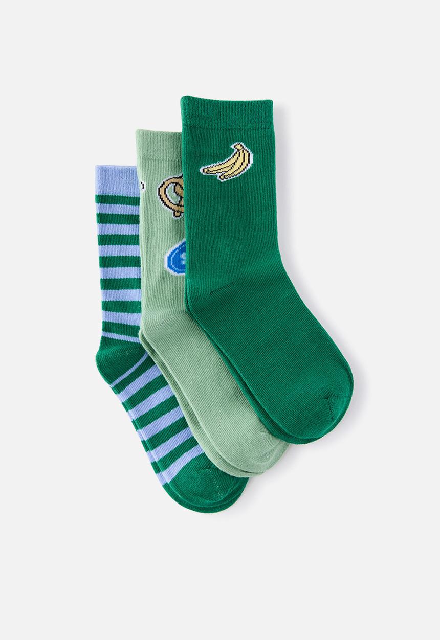 Cotton On - Kids 3Pk Crew Socks - English Ivy/Sweet Treats