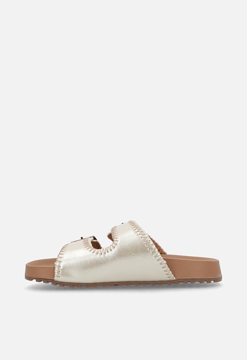Pop Candy - Metallic double buckle slides - champagne gold