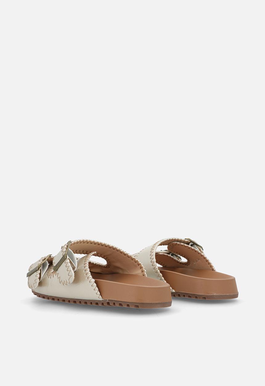 Pop Candy - Metallic double buckle slides - champagne gold