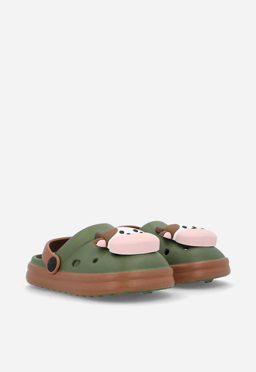 Pop Candy - Cow design clogs - green/brown