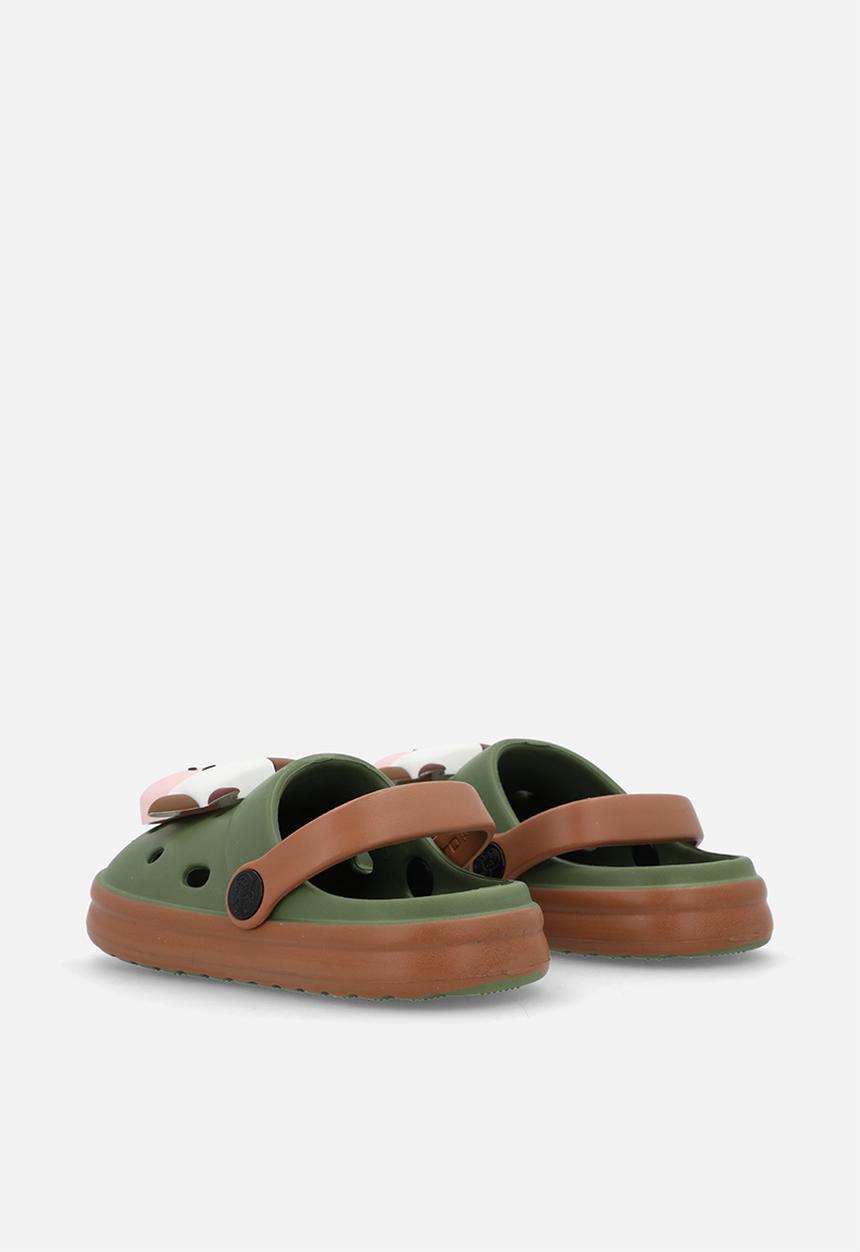 Pop Candy - Cow design clogs - green/brown