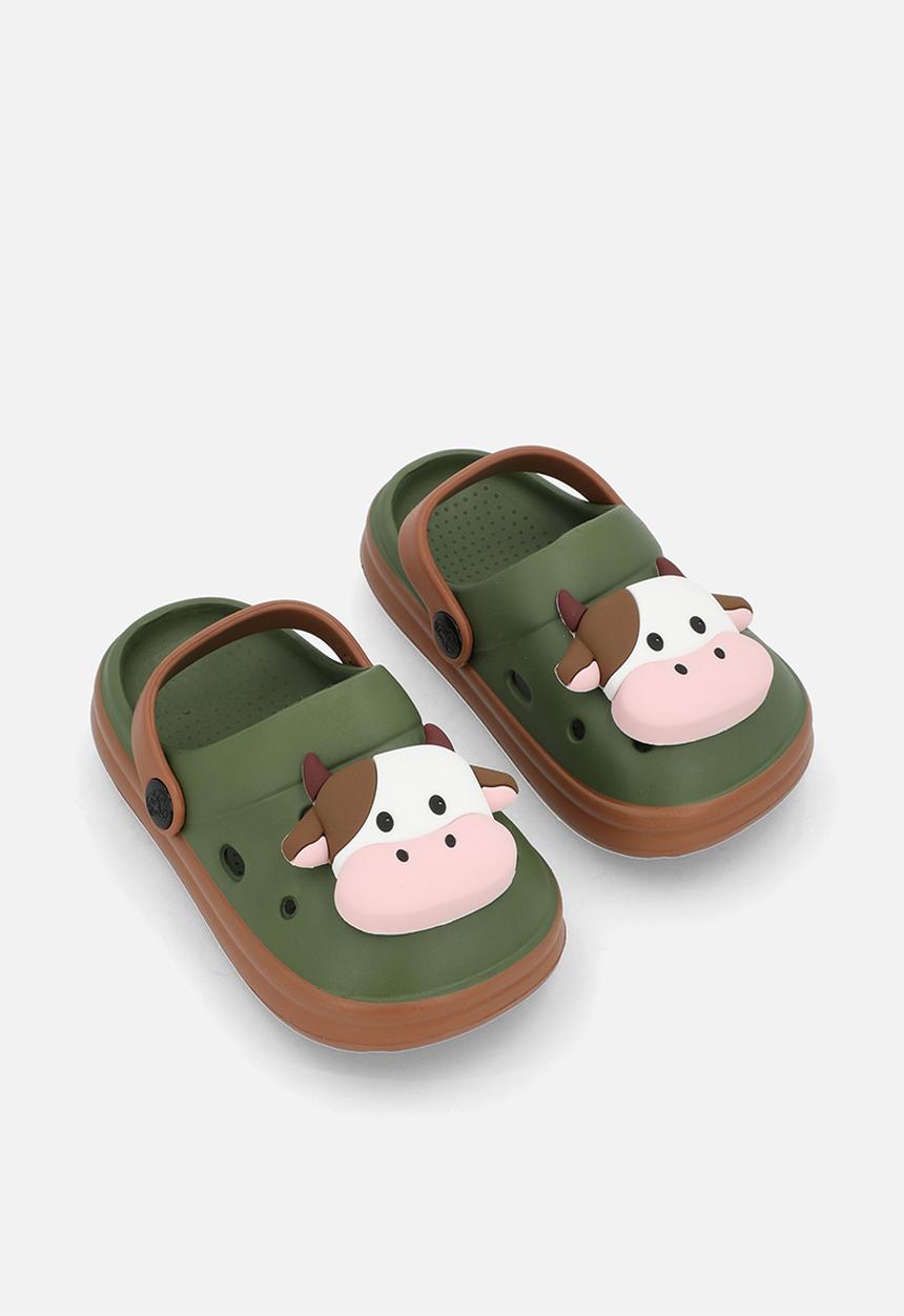 Pop Candy - Cow design clogs - green/brown