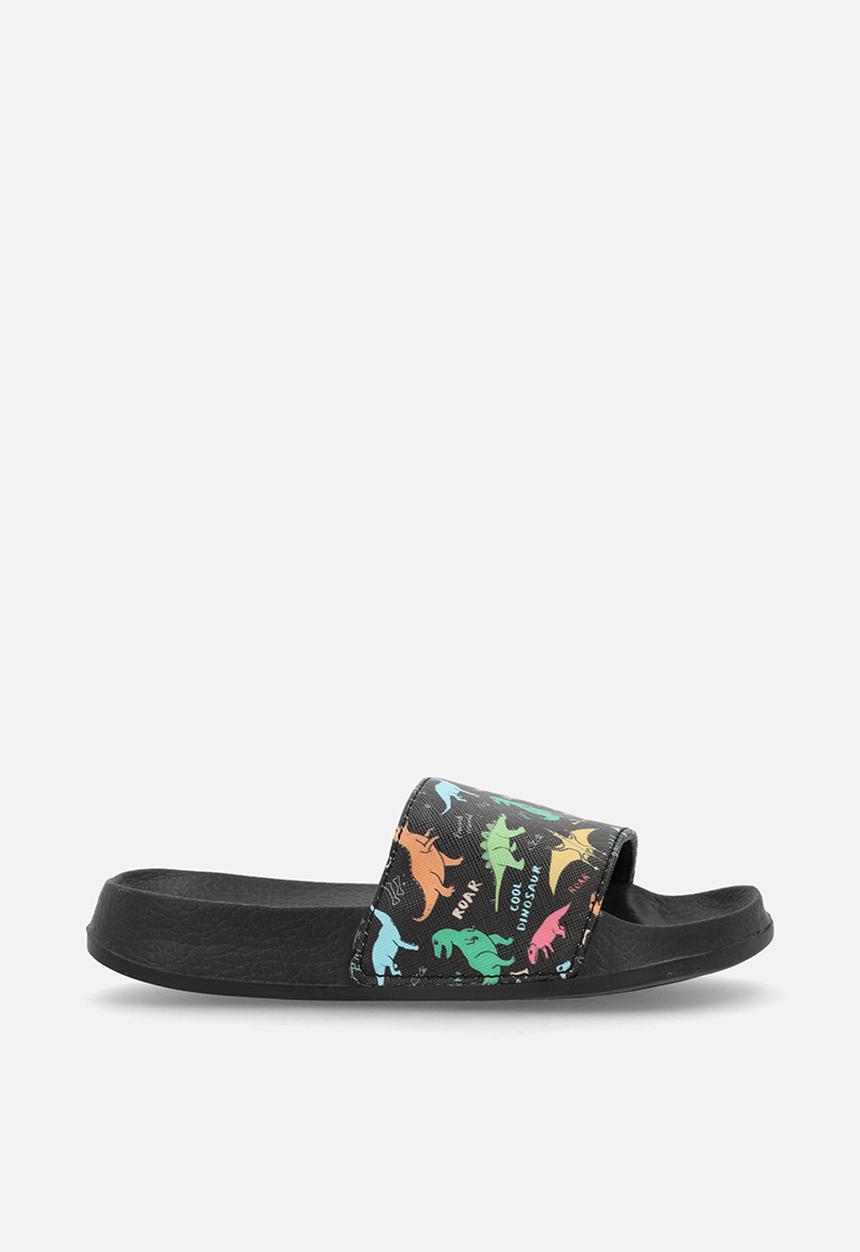 Pop Candy - Dino aop slides - black