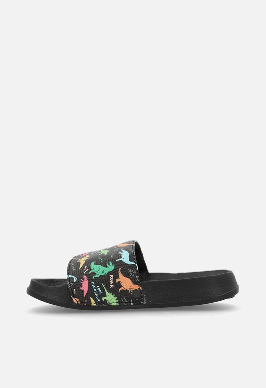 Pop Candy - Dino aop slides - black