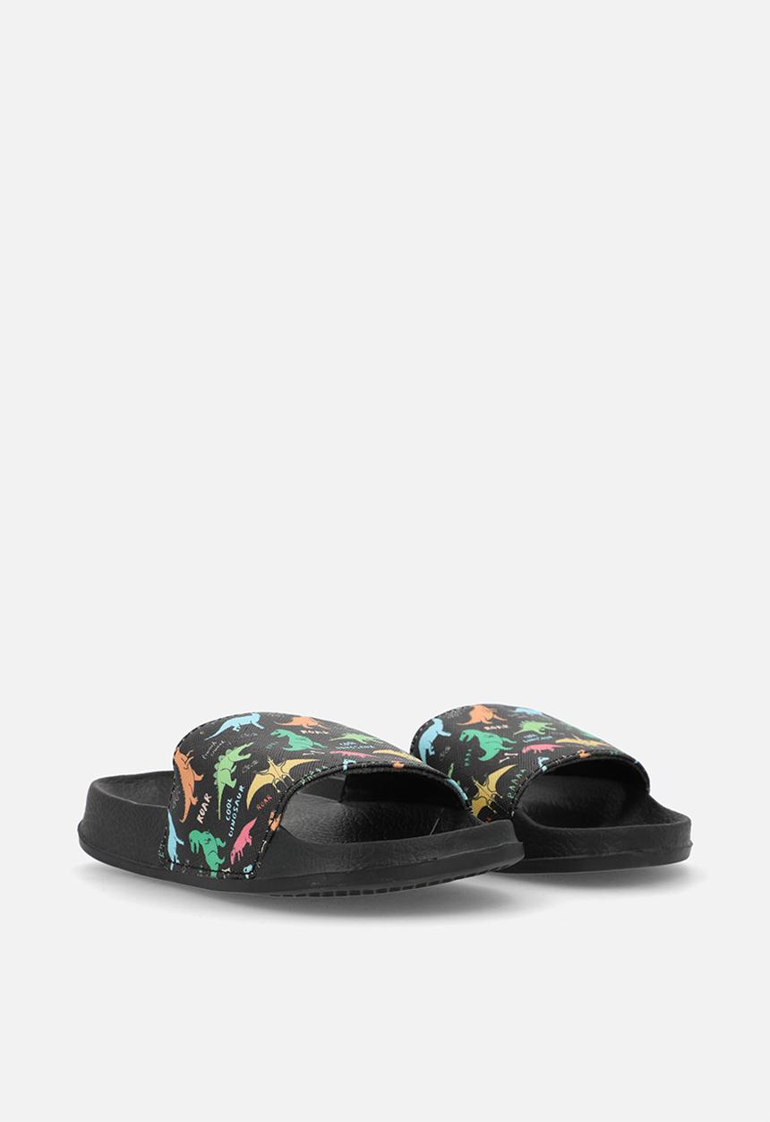 Pop Candy - Dino aop slides - black