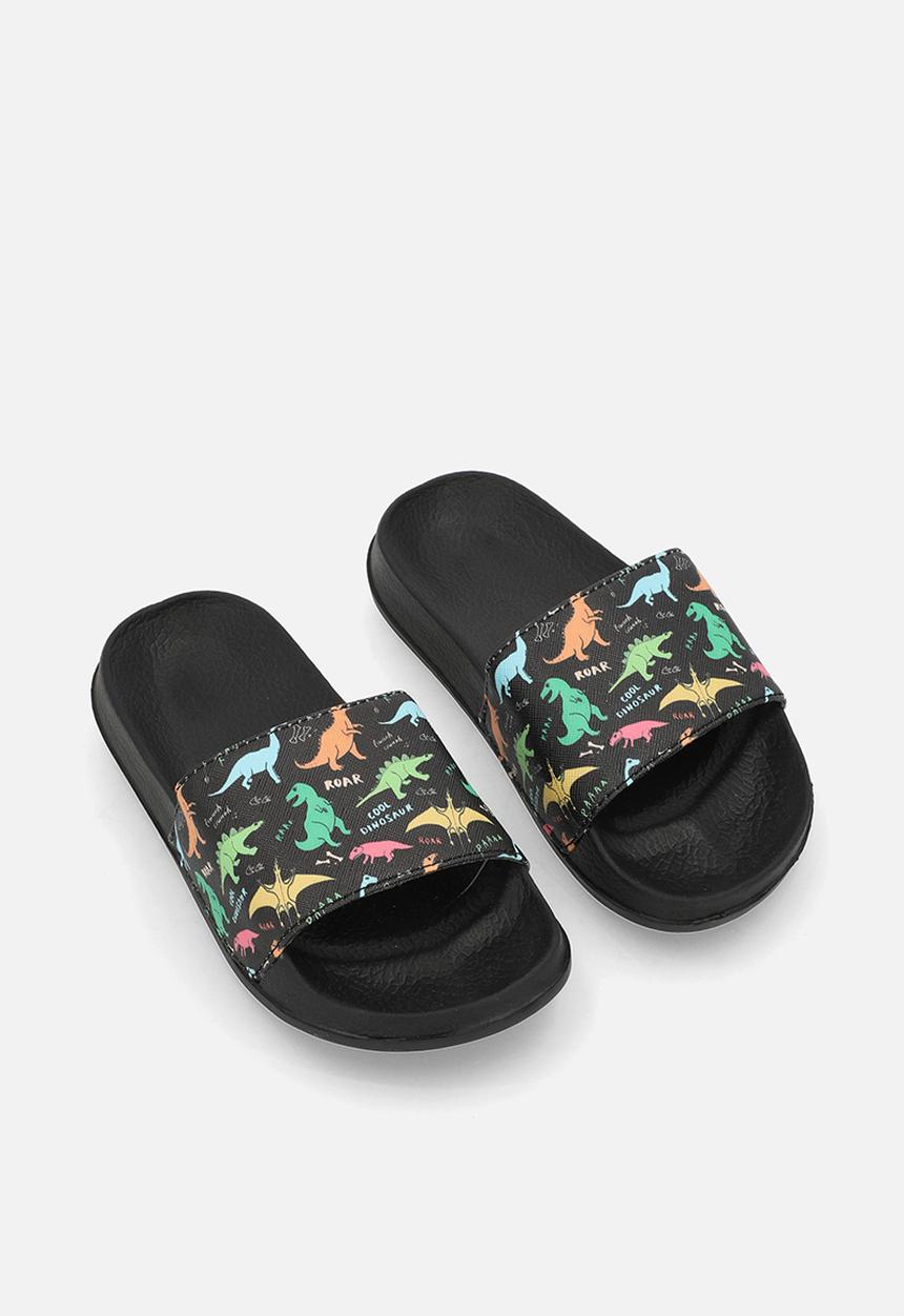 Pop Candy - Dino aop slides - black