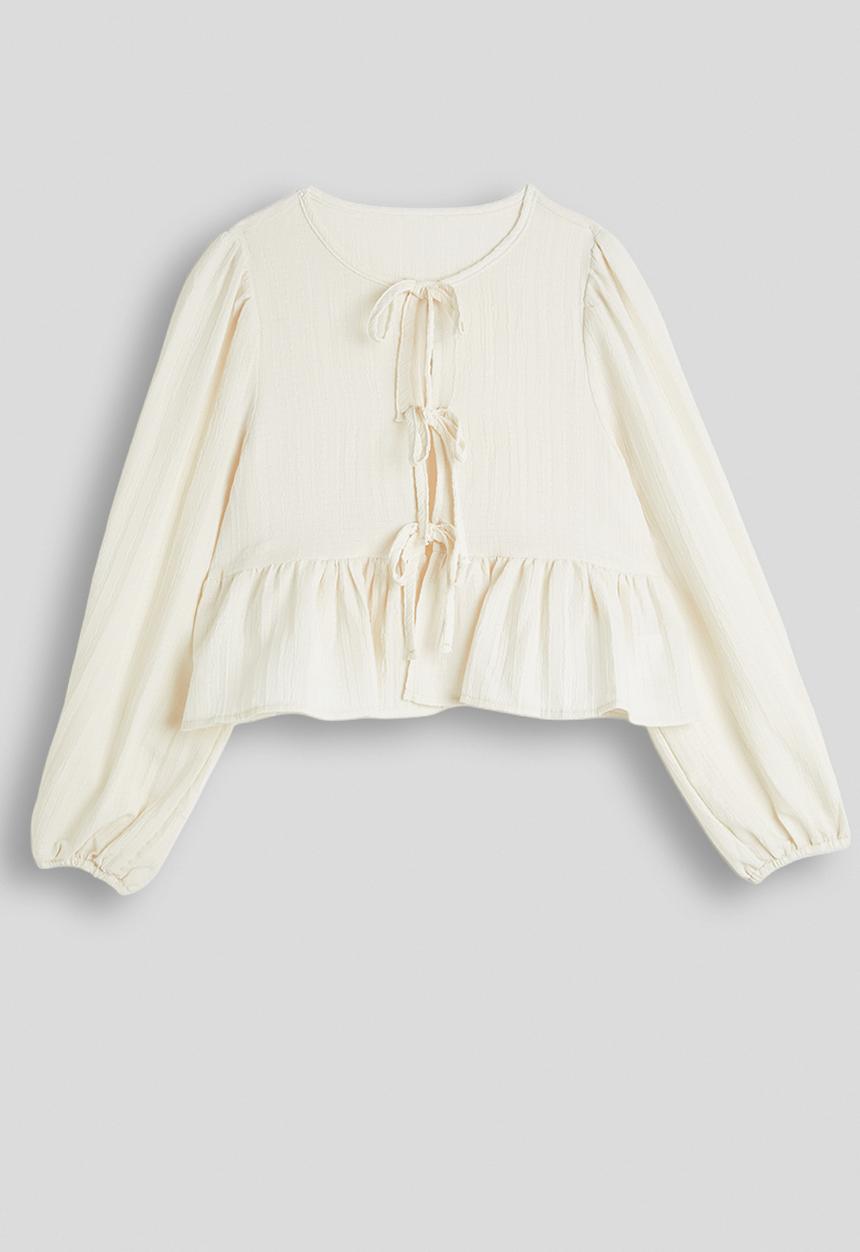 Pop Candy - Bow closure blouse - off white