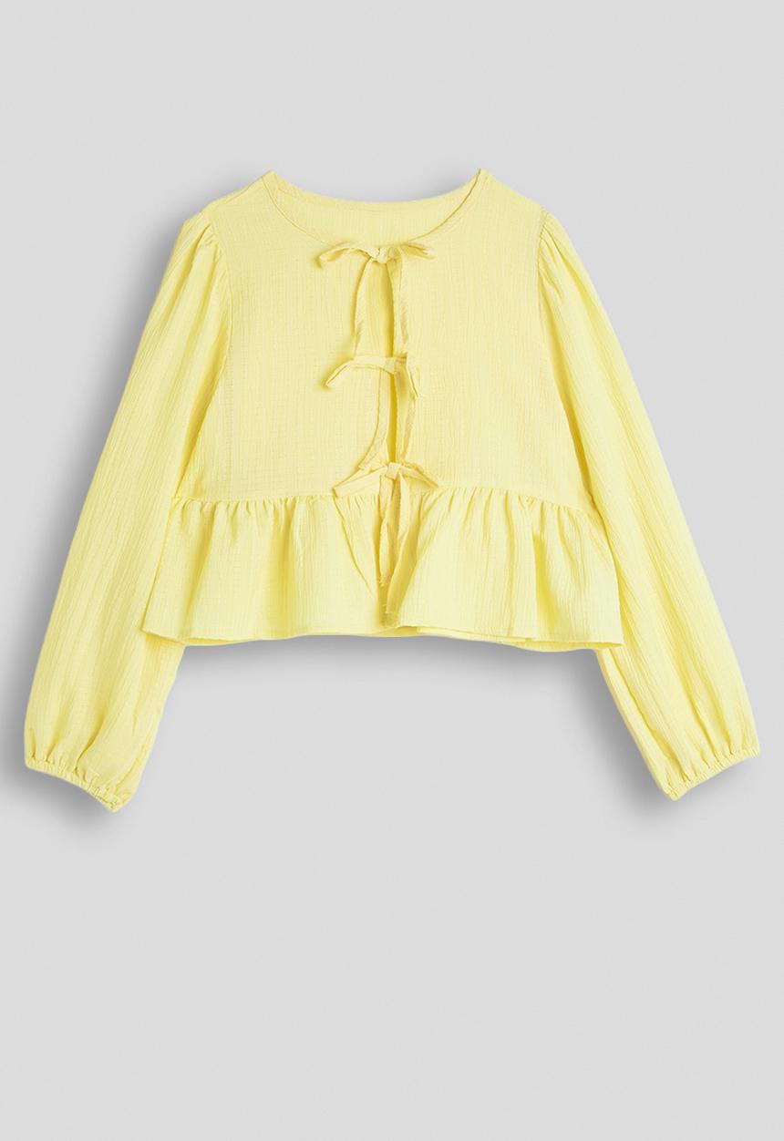 Pop Candy - Bow closure blouse - soft yellow