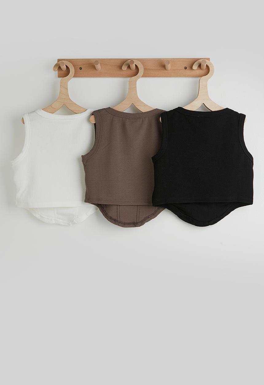 Pop Candy - 3 pack corseted top - black/brown/white