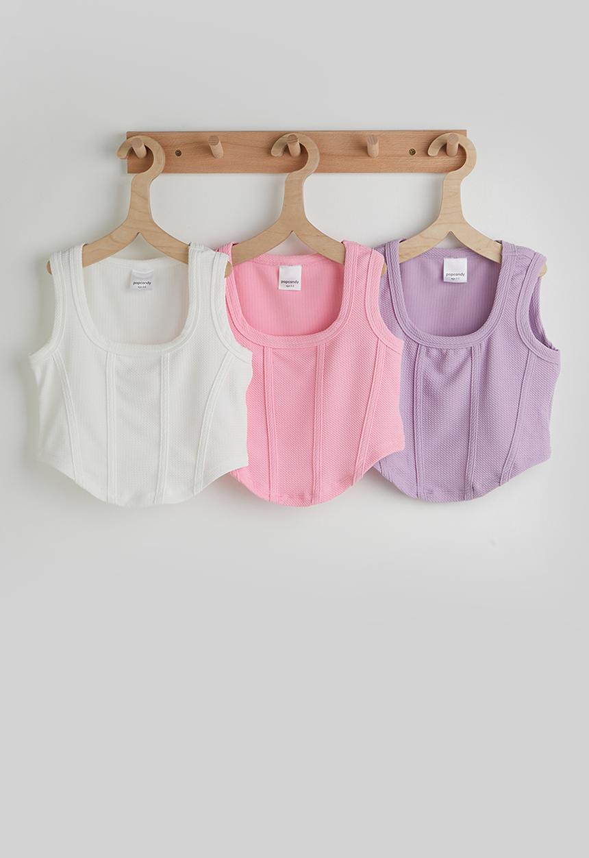 Pop Candy - 3 pack corseted top - pink/lilac/white