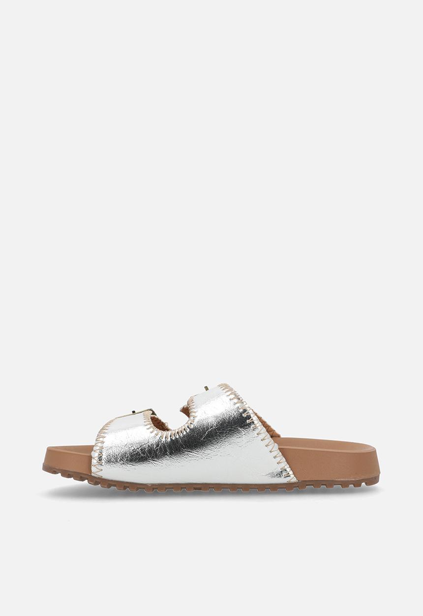 Pop Candy - Metallic double buckle slides - silver