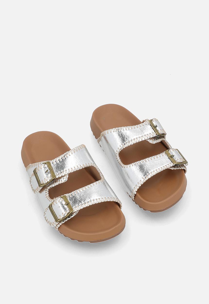Pop Candy - Metallic double buckle slides - silver