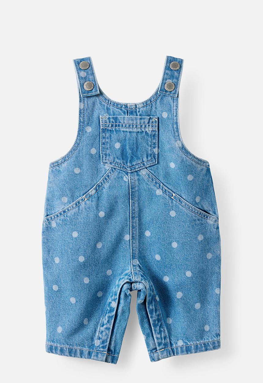 Cotton On - Aspen Denim Overall - Bondi Light Blue Wash/ Polka Dot