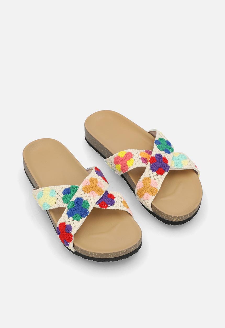 Pop Candy - Crochet crossover sandals - white/multi