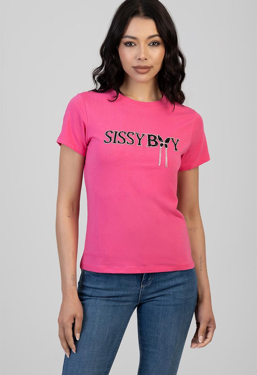 SISSY BOY - Glitter In The Dark Regular T-Shirt - Bright Pink