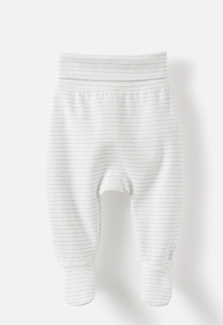 Cotton On - Organic Foldover Waist Legging - Bluebell Marle/Stripe