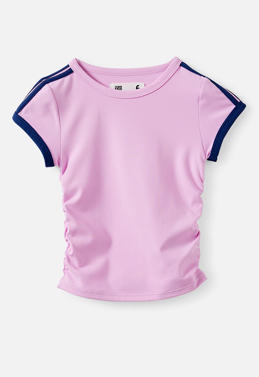 Cotton On - Soft Stretch Gathered Short Sleeve Baby Tee - Pale Violet/Denim Navy