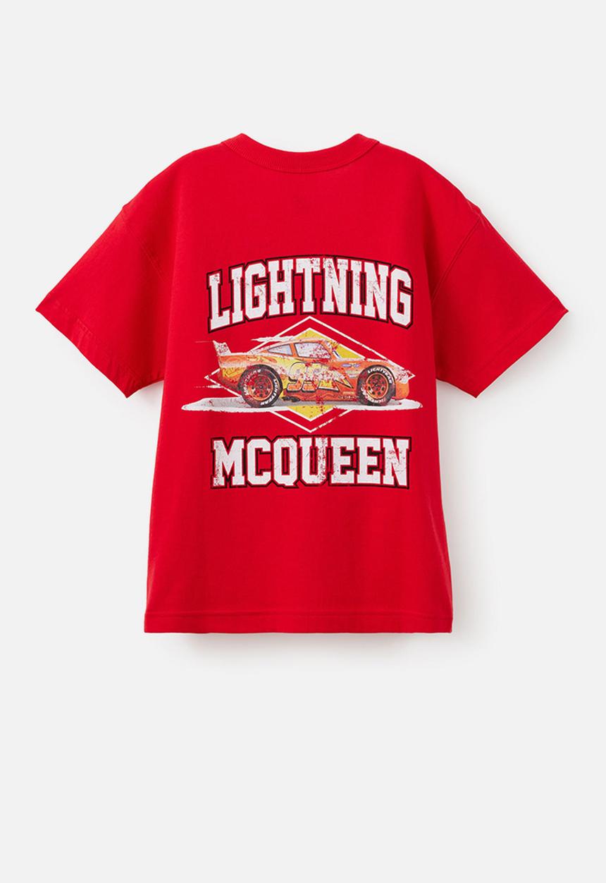 Cotton On - Licensed Drop Shoulder Short Sleeve Tee - Lcn Dis Varsity Red/ Lighting Mcqueen