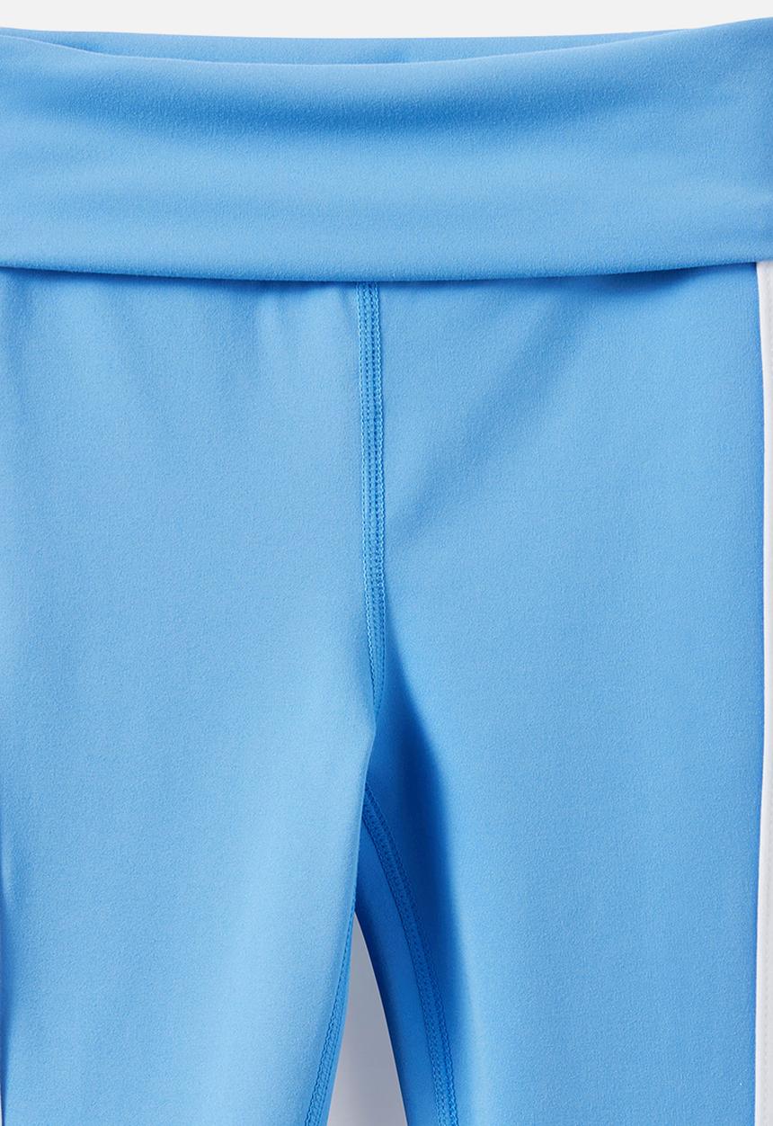 Cotton On - Soft Stretch Fold Over Flare Legging - Blue Bonnet/White Stripe