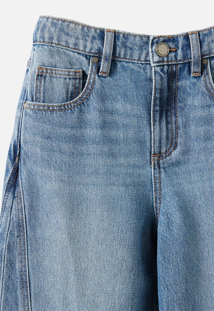 Cotton On - Unisex Super Barrel Leg Denim Jean -  Blue Haven Mid Blue