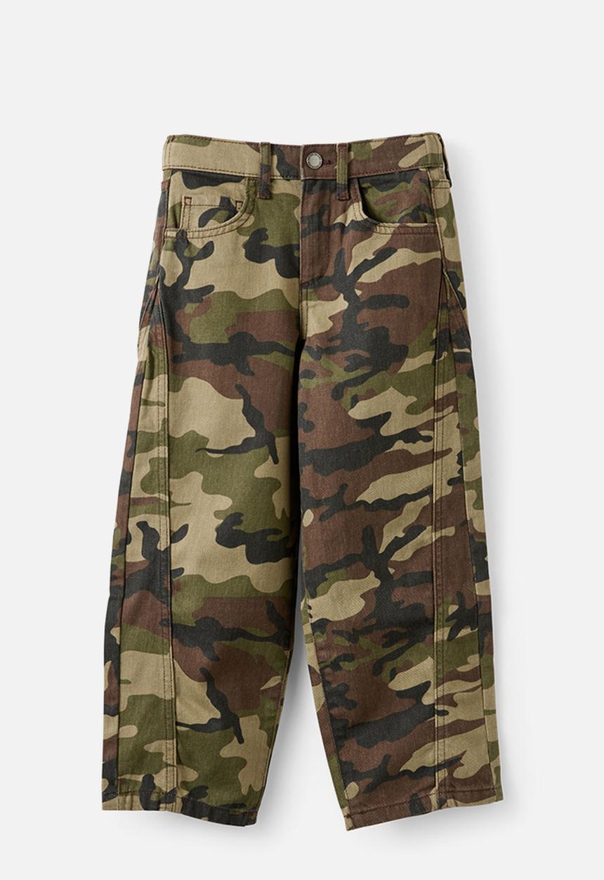 Cotton On - Unisex Super Barrel Leg Denim Jean -  Washed Camo
